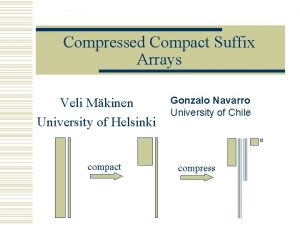 Compressed Compact Suffix Arrays Veli Mkinen University of