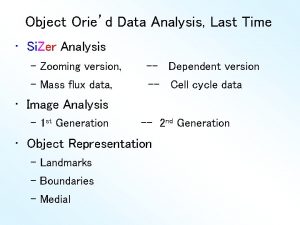 Object Oried Data Analysis Last Time Si Zer