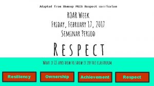 Adapted from Shmoop PBIS Respect curriculum ROAR Week