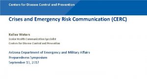 Centers for Disease Control and Prevention Crises and