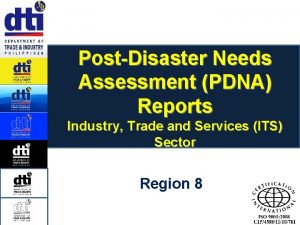 PostDisaster Needs Assessment PDNA Reports Industry Trade and