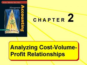 CHAPTER 2 Analyzing CostVolume Profit Relationships Learning Objective