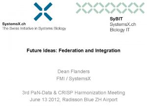Future Ideas Federation and Integration Dean Flanders FMI