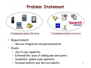 Problem Statement Communication devices Communication services Requirement Service
