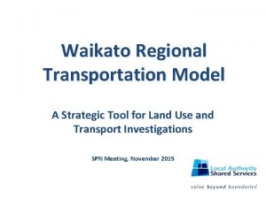 Waikato Regional Transportation Model A Strategic Tool for