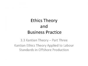 Ethics Theory and Business Practice 3 3 Kantian