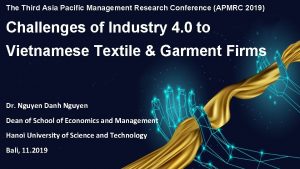 The Third Asia Pacific Management Research Conference APMRC