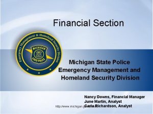 Financial Section Michigan State Police Emergency Management and