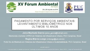 PAGAMENTO POR SERVIOS AMBIENTAIS LEVANTAMENTO BIBLIOMTRICO NOS LTIMOS