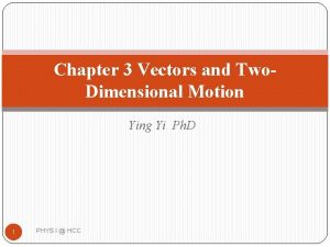 Chapter 3 Vectors and Two Dimensional Motion Ying