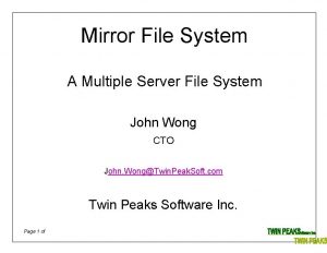 Mirror File System A Multiple Server File System