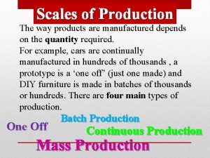 One off production definition One off production definition