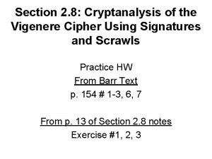 Section 2 8 Cryptanalysis of the Vigenere Cipher