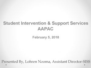 Student Intervention Support Services AAPAC February 5 2018