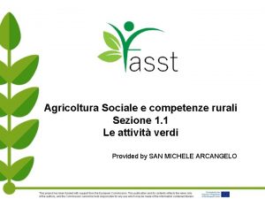 Agricoltura Sociale e competenze rurali Sezione 1 1