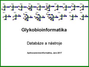 Glykobioinformatika Databze a nstroje Aplikovan bioinformatika Jaro 2017