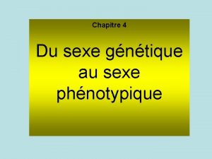 Chapitre 4 Du sexe gntique au sexe phnotypique