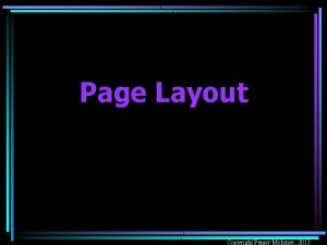 Page Layout Copyright Penny Mc Intire 2013 Contents