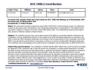 IEEE 1900 5 Contribution Authors Name Tony Rennier