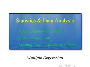 Statistics Data Analysis Course Number B 01 1305