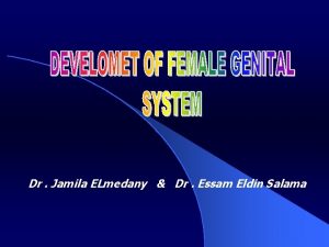 Dr Jamila ELmedany Dr Essam Eldin Salama Objectives