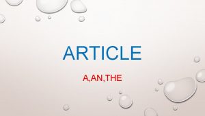 Article a an the definition