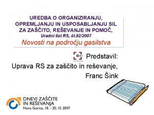 Merila za organiziranje in opremljanje gasilskih enot