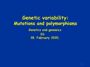 Genetic variability Mutations and polymorphisms Genetics and genomics