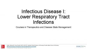 Infectious Disease I Lower Respiratory Tract Infections Courses