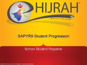 SAPYR 9 Student Progression School Student Registrar Student