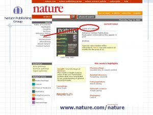 Nature Publishing Group www nature comnature Nature Publishing