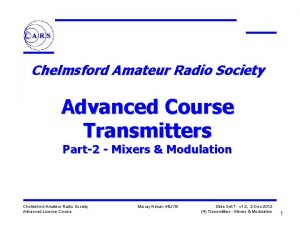 Chelmsford Amateur Radio Society Advanced Course Transmitters Part2