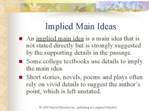 Examples of implied main idea