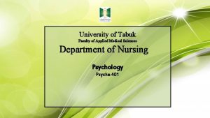 University of Tabuk Faculty of Applied Medical Sciences