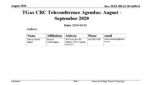 August 2020 doc IEEE 802 11 201169 r