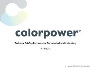 tm Technical Briefing for Lawrence Berkeley National Laboratory