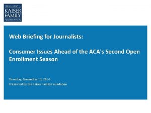 Web Briefing for Journalists Consumer Issues Ahead of