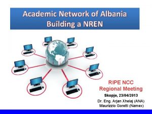 Academic Network of Albania Building a NREN RIPE