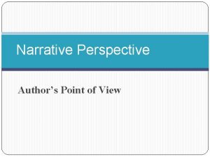 Narrative Perspective Authors Point of View Dialogue and