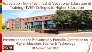 Articulation from Technical Vocational Education Training TVET Colleges