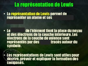 La reprsentation de Lewis La reprsentation de Lewis