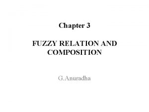 Chapter 3 FUZZY RELATION AND COMPOSITION G Anuradha