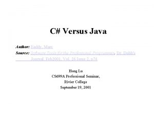 C Versus Java Author Eaddy Marc Source Software