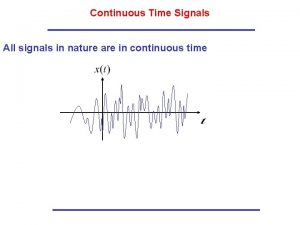 Continuous Time Signals All signals in nature are