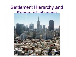 Settlement Hierarchy and Sphere of Influence Learning objectives
