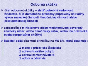 Odborn skka el odbornej skky zisti potrebn vedomosti