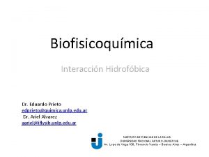 Biofisicoqumica Interaccin Hidrofbica Dr Eduardo Prieto edprietoquimica unlp