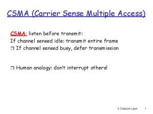 CSMA Carrier Sense Multiple Access CSMA listen before