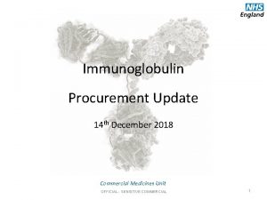 Immunoglobulin Procurement Update 14 th December 2018 Commercial