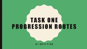 TASK ONE PROGRESSION ROUTES BY BETH PYNE PROGRESSION